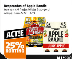  desperados apple bandit appelcider speciaalbieren 25 tray 4 6 blikjes actieprijs 6x 330ml original beer flared with 300ml juicy nix18 