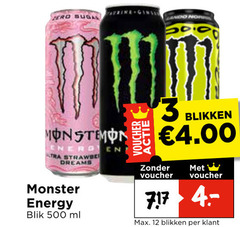  monster energiedrank 3 12 500 dreams energy blik ml voucher blikken 