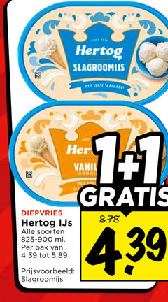  1 hertog slagroomijs pet verse diepvries ijs soorten ml bak 