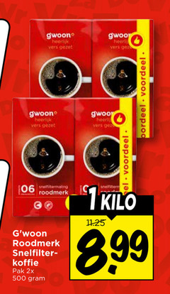  gwoon koffie 500 vers ge voordeel 06 roodmerk snelfilter pak 2x kilo 