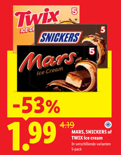  5 twix ice snickers mars cream pack 