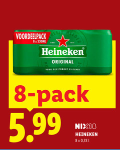  heineken blikjes bier 8 helder original puur gerstemout pilsener pack 5.99 nix18 