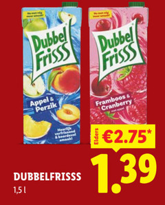  dubbelfrisss fruitdrank dubbel frisss 1 5 appel perzik framboos cranberry verfrissend 