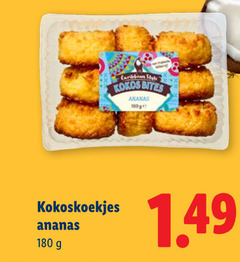  180 caribbean style kokos bites ananas 100g kokoskoekjes 