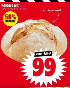  50 99 polders wit vers afgebakken stuk bereid 