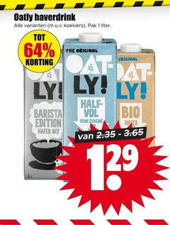  1 64 oatly haverdrink pak liter original barista edition half bio demi creme 