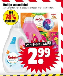  robijn wasmiddel 1 4 15 100 pak capsules flacon wasbeurten voordeel oplosbare classics color 4x wit r 