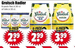  grolsch radler bier 6 30 33 pack fles blik 0.0 be frisse citroen 6x 3.99 