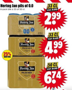 hertog jan blikjes bier alcoholvrij 6 25 33 50 pils 0.0 pack blik 00 pilsener zacht bitter 