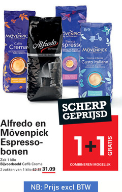  alfredo movenpick koffiebonen 1 2 100 switzerland caffee crema hochland arabica espresso super bar barista intensa gusto italiano genuss art bonen zak kilo zakken scherp geprijsd combineren 