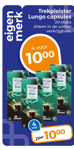  trekpleister huismerk koffiecups 4 20 merk lungo capsules stuks 10 