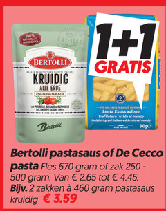  de cecco bertolli pasta pastasaus 1 2 100 250 500 ingredienten kruidig erbe peterselie qualita superior bronzo gram resto mondo ge fles zak zakken 