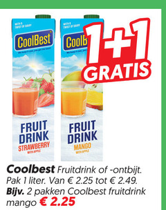  coolbest vruchtensap 1 2 with twist dairy fruit drink strawberry apple mango fruitdrink pak liter pakken 
