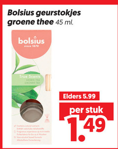 klik op dit plaatje voor een vergroting en voor vergelijkbare aanbiedingen gerelateerd aan
bolsius luchtverfrisser 6 45 1870 geurstokjes groene thee ml since true scents green tea tee contains natural extracts fragrance experience up to bis alcohol based elders 5.99 stuk bolsius luchtverfrisser 6 45 1870 geurstokjes groene thee ml since true scents green tea tee contains natural extracts fragrance experience up to bis alcohol based elders 5.99 stuk