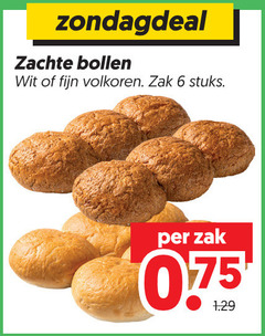  bolletjes 6 zachte bollen wit fijn volkoren zak stuks 