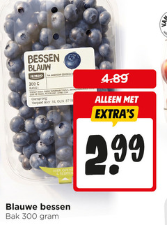  blauwe bessen 300 hit blauw gekoeld b jumbo klasse verpakt supermarkten b.v. antwoordnummer nederland oorsprong nl bak 