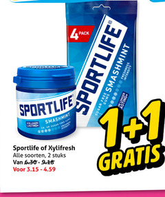  sportlife kauwgom 1 2 pack sugar free smashmint freshness longer lasting ca. gums xylifresh soorten stuks 