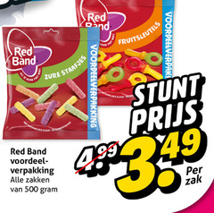  red band snoep 500 zure staafjes natuurlijke kleur smaakstoffen voordeel zakken zak 