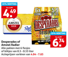  desperados amstel speciaalbieren radler bier 6 25 1870 5.99 radi citroen 6x 330ml day origin beer flavoured with pakken blikjes liter varieeren 