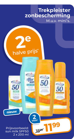  2 50 200 trekpleister zonbescherming 2e halve sun milk spf50 ml 15 