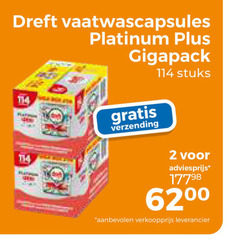  2 dreft vaatwascapsules platinum gigapack stuks t14 verzending 
