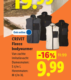  online crivit fleece bodywarmer zachte damesmaten l herenmaten xl 