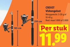  210 cm crivit vishengelset werpgewicht 5-20 maat stuk 