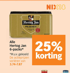  hertog jan blikjes bier 6 25 nix18 pilsener zacht bitter fris m.u.v gekoeld varieeren 
