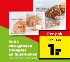  broodjes 2 tijgerbollen meergranen triangels bakken pak 
