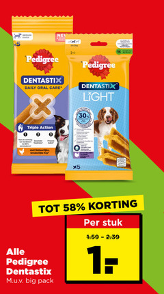  pedigree dentastix hondensnacks 1 30 medium dogs daily oral care triple action light tandvlees adem natuurlijke kip stuk big pack 
