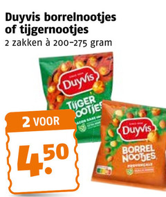  duyvis borrelnootjes 2 tijgernootjes zakken 200-275 tiger 4 50 borrel provencale 