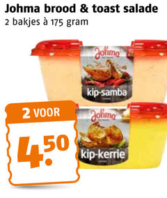 2 johma brood toast salade bakjes kip samba kerrie 