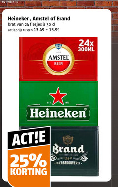  brand amstel heineken krat bier 24 25 30 34 35 week actieprijs 300ml bierbrouwerij 