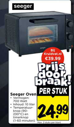  oven 2 10 700 vermogen watt inhoud liter temperatuur knop minuten kruidvat.nl stuk stuks 