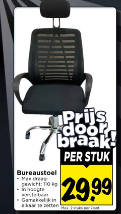  burostoel 2 bureaustoel draag gewicht hoogte verstelbaar stuk stuks 