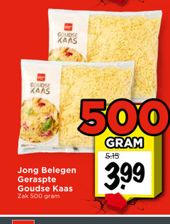  geraspte kaas 500 goudse jong belegen zak 3.99 