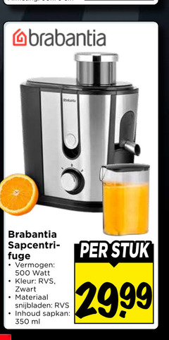  350 500 brabantia vermogen watt kleur rvs zwart materiaal inhoud sapkan ml stuk 