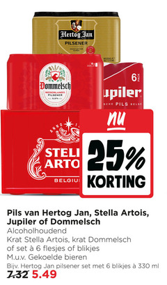  stella artois hertog jan jupiler dommelsch blikjes bier krat 6 25 330 pilsener nederlands 5 anno zacht bitter fris 6x 5.1 pils belge bieren ml 