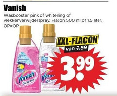  vanish vlekkenverwijderaar 500 wasbooster pink whitening flacon ml liter xxl 3.99 