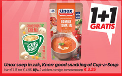  cup a soup unox soep 1 2 knows champignon creme romige tomaten tomaat mascarpone groenten vezels zak knorr good snacking zakken tomatensoep 