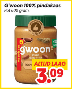  gwoon pindakaas 100 600 pot voordeel puur genieten plant laag 