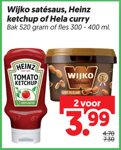  wijko heinz hela satesaus tomatenketchup curryketchup 2 100 ketchup curry bak fles ml tomato kant klaar 3.99 