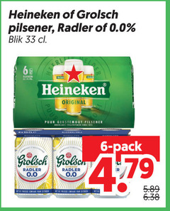  grolsch heineken 0.0 blikjes bier 6 33 pilsener radler blik blikken original puur gerstemout pack 