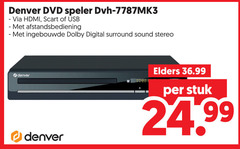  8 denver dvd speler hdmi scart usb afstandsbediening ingebouwde dolby digital surround sound stereo elders stuk 