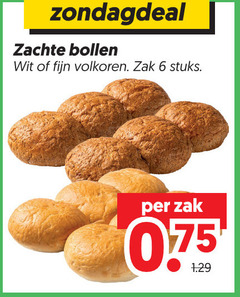  bolletjes 6 zachte bollen wit fijn volkoren zak stuks 