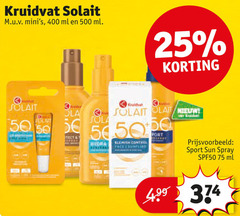  kruidvat huismerk zonnebrandolie 5 25 50 400 500 solait ml ola sport sun spray spf50 