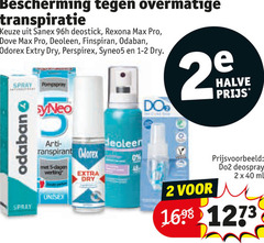  dove deoleen perspirex 1-2 dry do2 odorex odaban deodorant 2 5 40 bescherming overmatige transpiratie sanex deostick rexona pro syneo5 spray dagen werking unisex halve deospray ml 