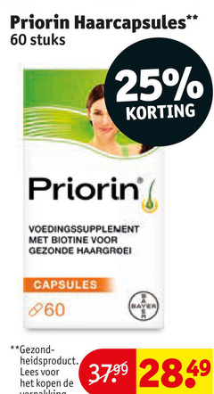  priorin voedingssupplement 25 60 260 haarcapsules stuks biotine haargroei capsules gezond lees bayer 