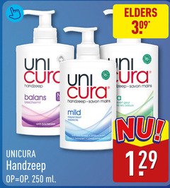  unicura handzeep 250 elders uni cura balans beschermt anti bacterieel savon mains mild respecteert geur les odeurs ml klinisch bewezen 