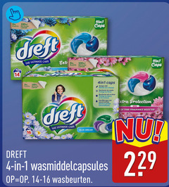  dreft wasmiddel 1 4 14 16 100 plastic recycled ultimate care blue carton hint caps dream 4in1 reinigt mild avec douceur beschermt vezels les wit kleur blancs couleurs geur wasverzachter delicieux parfum protection pink fragrance booster wasbeurten 
